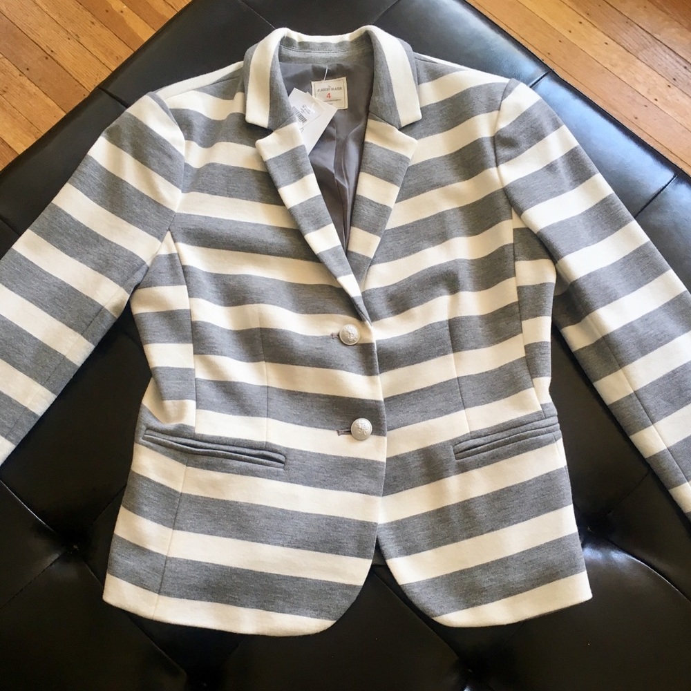 GAP Size 4 The Academy Blazer Grey & White Stripe